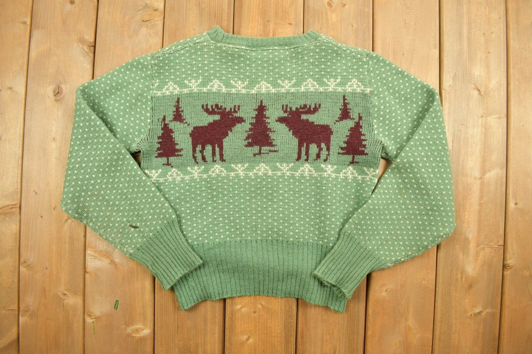 Vintage 1940s Moose Knit Wool Sweater