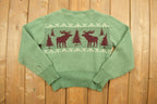 Vintage 1940s Moose Knit Wool Sweater /
