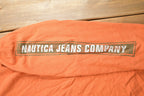 Vintage 1990s Nautica Jeans Company Graphic Long Sleeve T Shirt / Embossed / 90s / Streetwear Fashion / Vintage Nautica