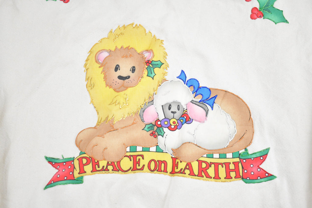 Vintage 1990s Cute Peace on Earth Crewneck Sweater