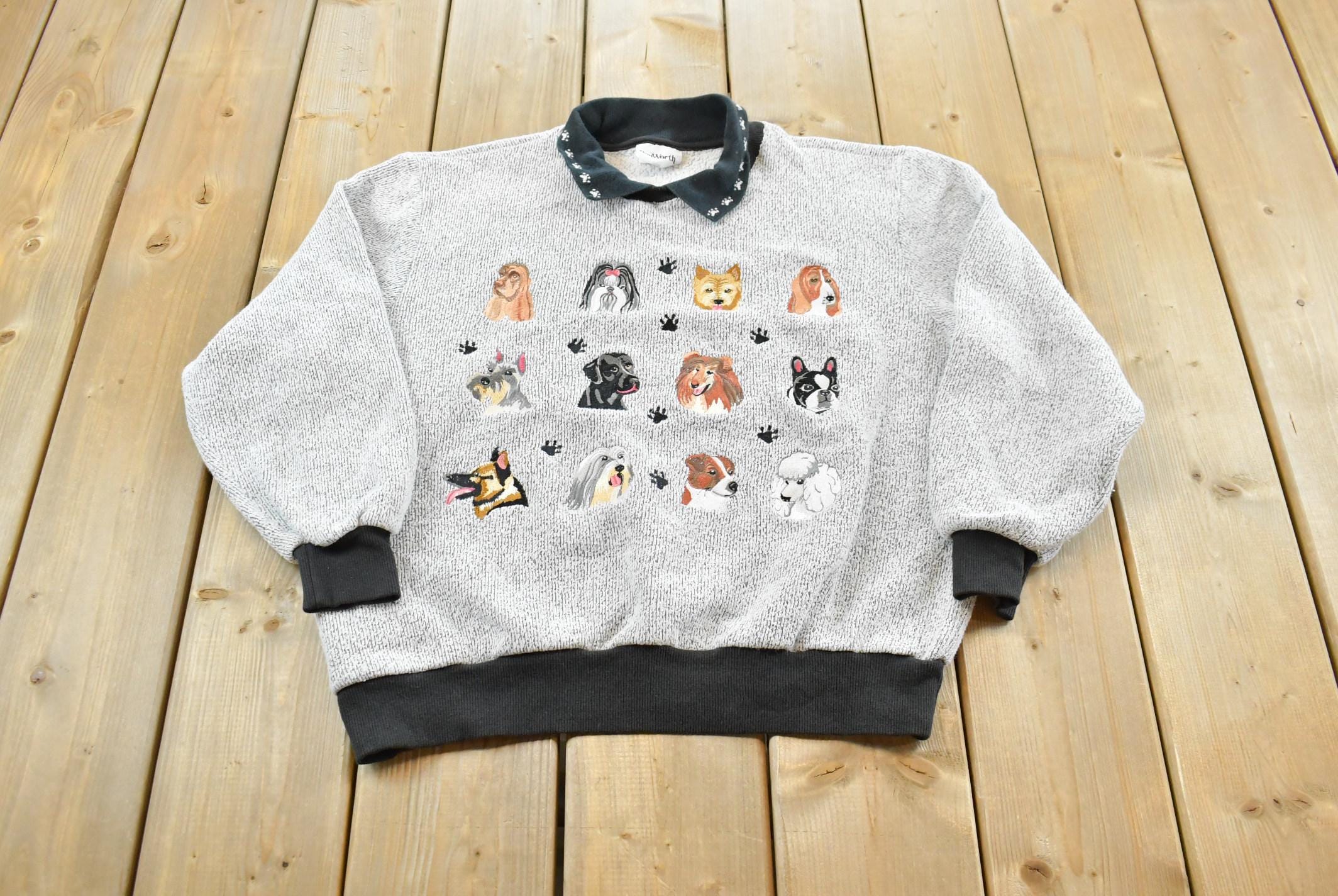Vintage 1990s Bonworth Dogs Embroidered Collared Crewneck Mens S