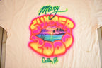 Vintage Y2k Summer 2000 Neon Beach Air Brushed T Shirt / Made In USA Destin Florida Vacation Tee