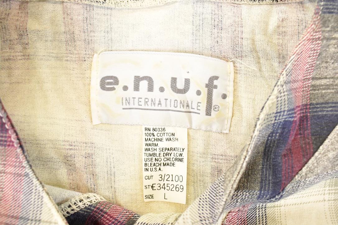 Vintage 1990s UNUF Plaid Button Up Souvenir T-Shirt Men's XL