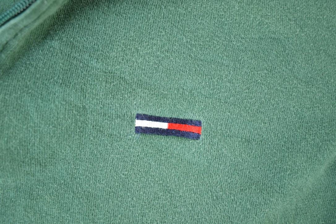 Vintage 1990s Tommy Jeans Souvenir Quarter Zip Crewneck Sweatshirt Made In USA