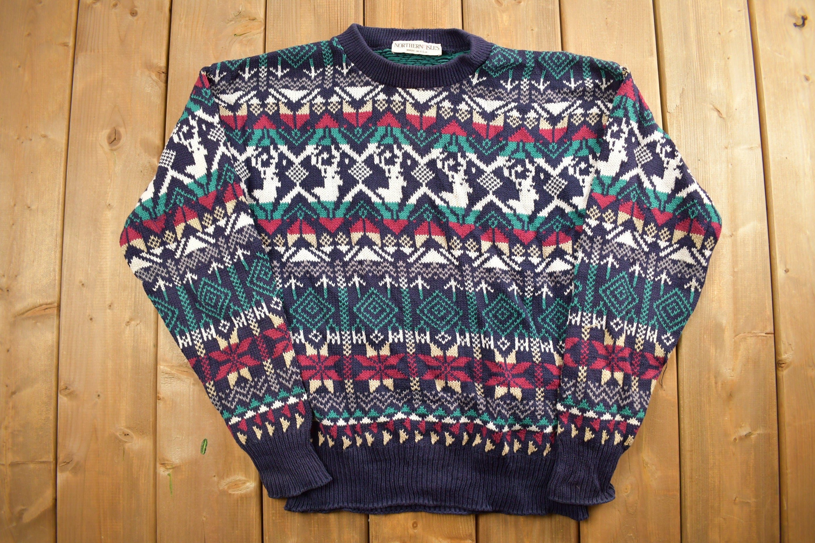Vintage 1990s Northern Isles Deer Knit Crewneck Sweater