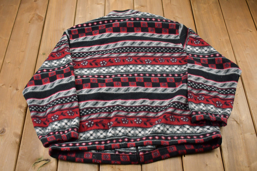 Vintage 1980s Alfred Dunner All Over Print Full Zip Fleece Sweater