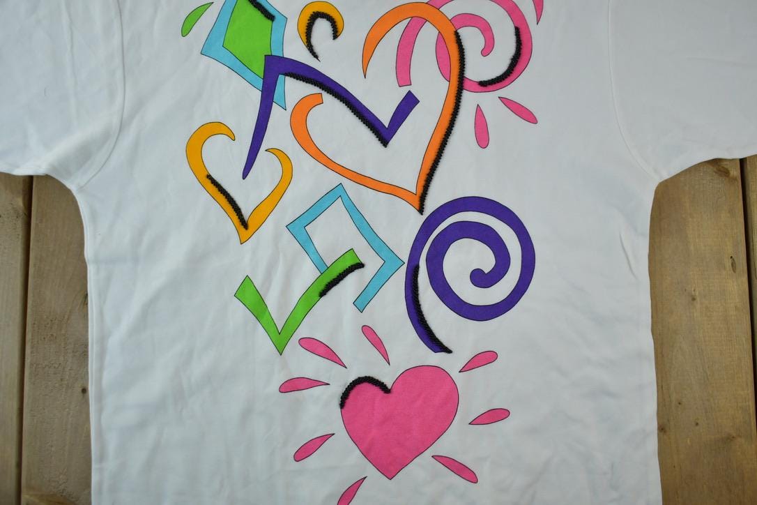 Vintage 1990s Santoria Hearts Graphic T-Shirt