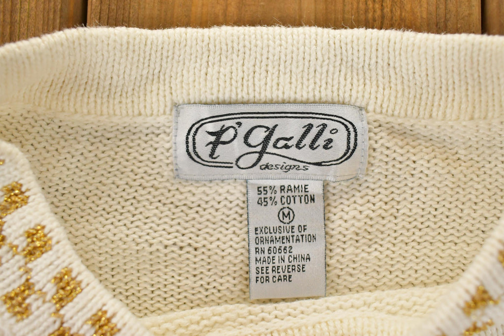 Vintage 1990s P Galli Knit Cute Teddy Bear Crewneck Sweater Women's M