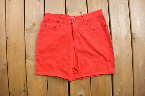 Vintage 1990s Benchline Red Denim Shorts / Women's jean Shorts Size 30 / Made In Turkey / 90s Streetwear / Vintage Denim Shorts/ Jorts