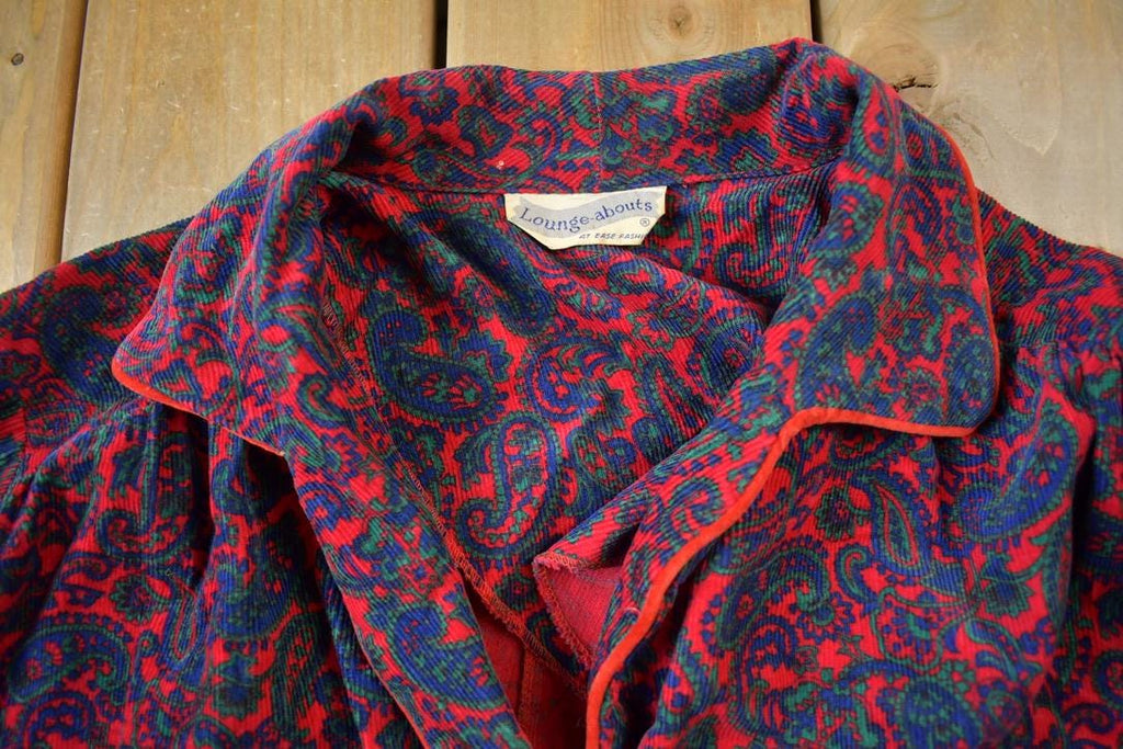 Vintage 1970s Lounge Abouts Pasiley Embroidered Womens Long Coat