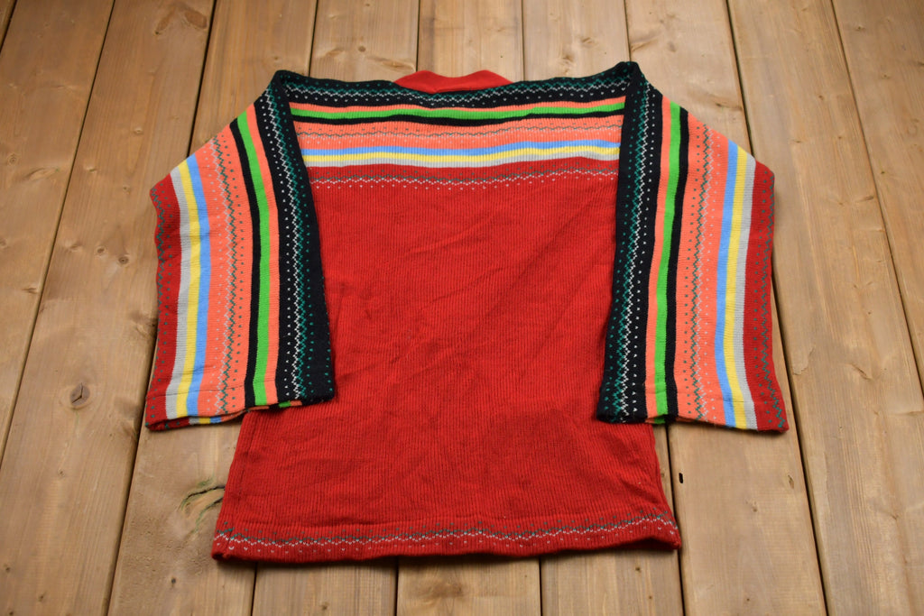 Vintage 1980s Striped Sleeves Knitted Sweater