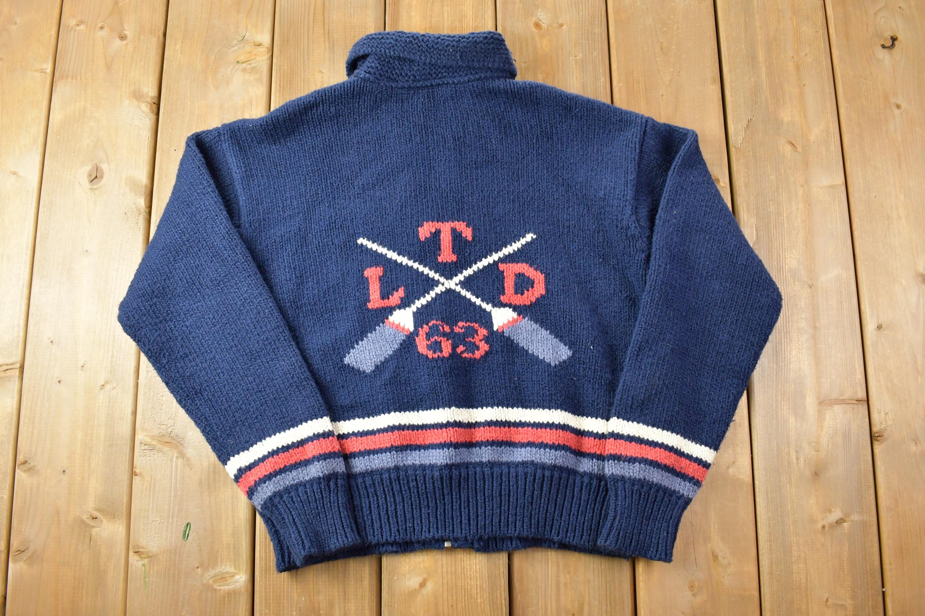Vintage 1990s Limited America Knit Full Zip Collared Sweater