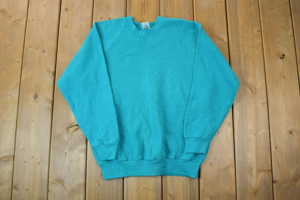 Vintage 1990s Teal Blank Crewneck Sweatshirt