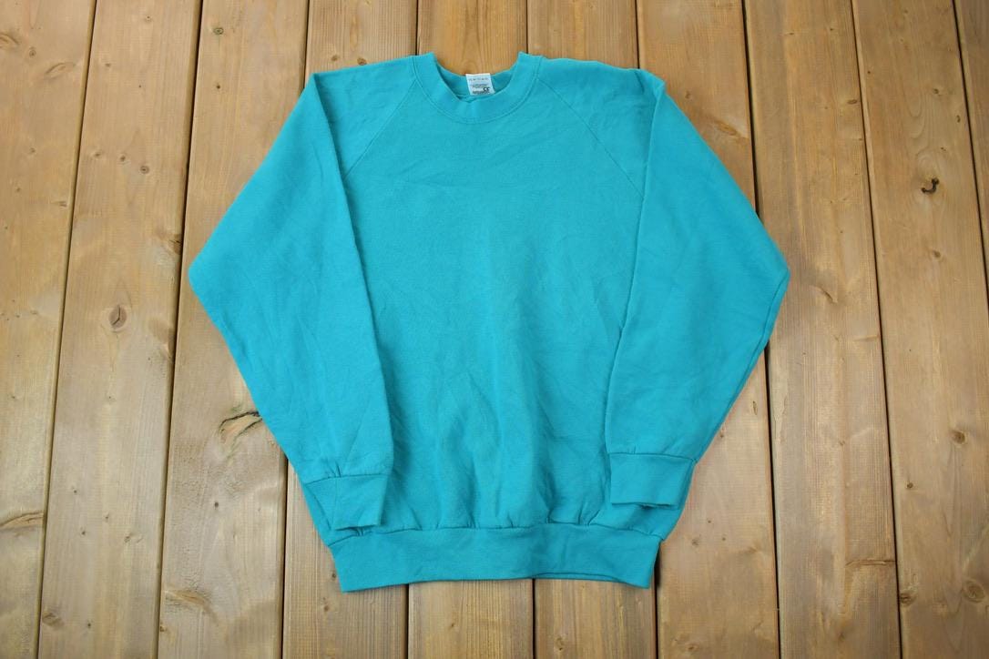 Vintage 1990s Teal Blank Crewneck Sweatshirt
