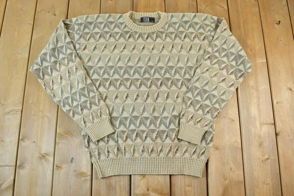 Vintage 1990s TSR USA Knit Crewneck Sweater  90s Crewneck  Abstract Pattern  Preppy Knits