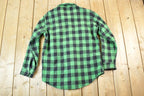 Vintage 1960s Melton Plaid Button Up Shirt Mens L