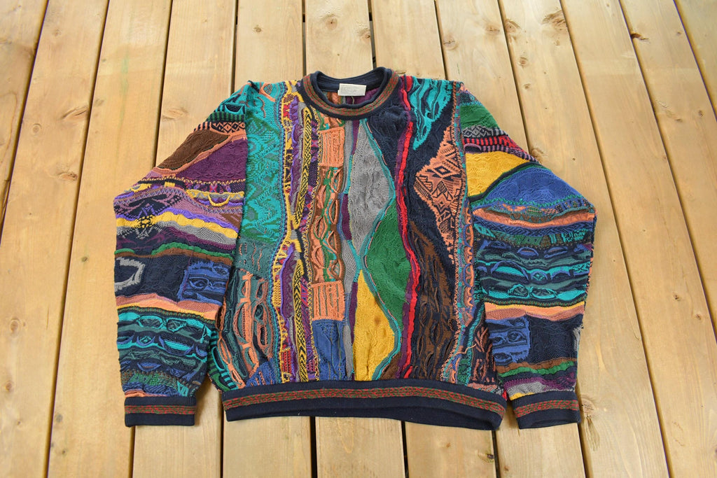 Vintage 1990s Coogi 3D Knit Abstract Crewneck Sweater Men's Medium