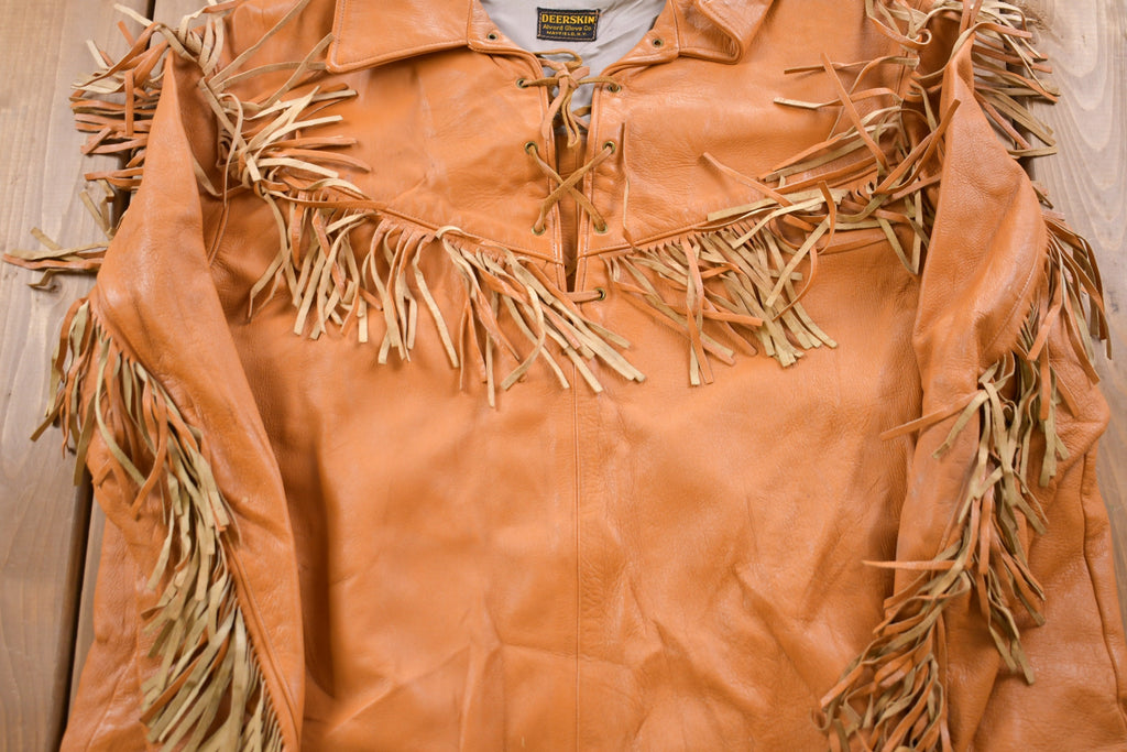 Vintage 1960s Deerskin Leather Pullover Fringe Jacket