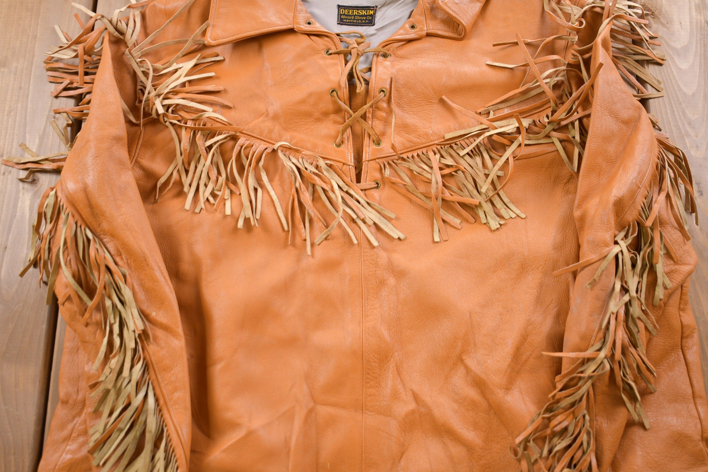 Vintage 1960s Deerskin Leather Pullover Fringe Jacket