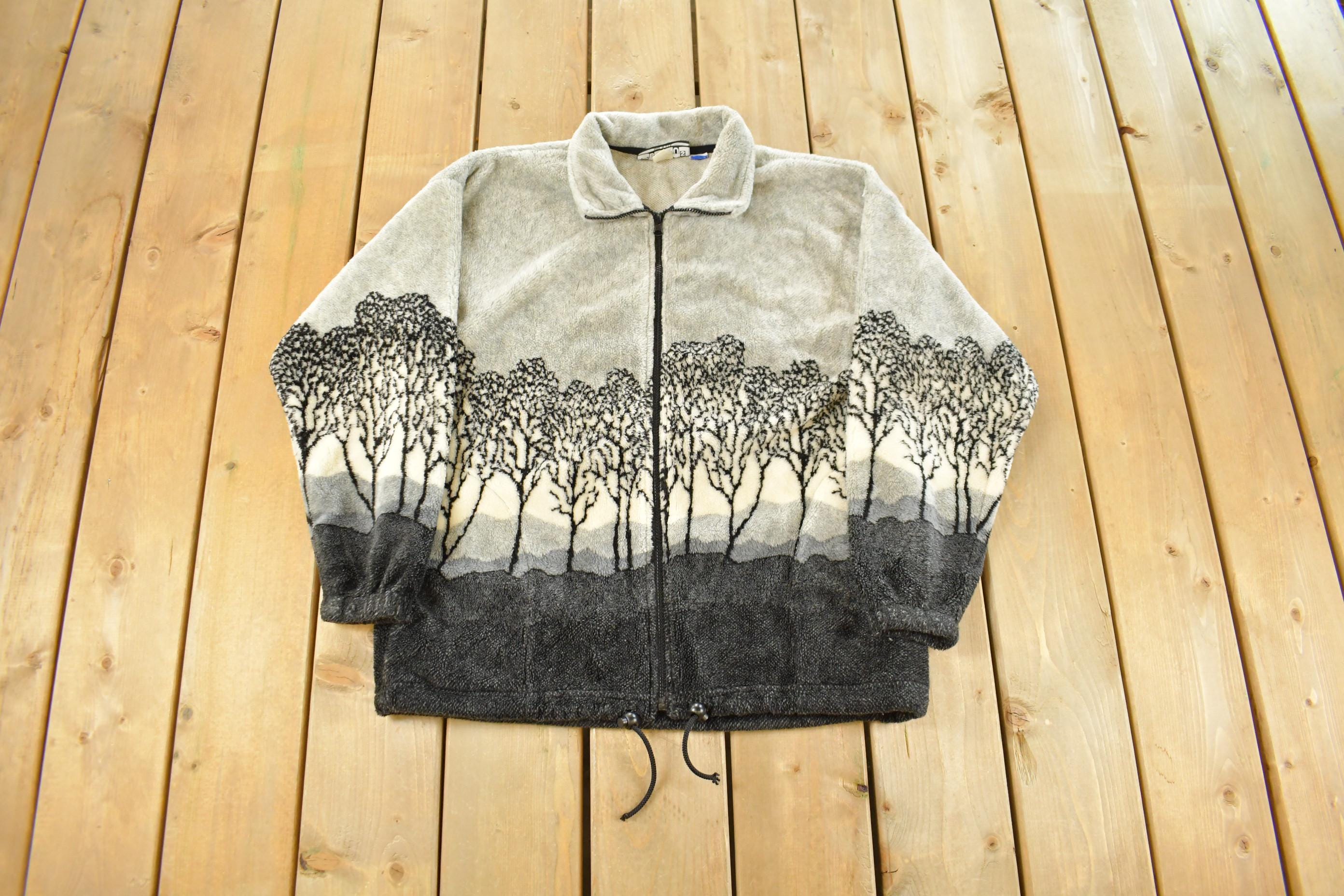 Vintage 1990s Nature All Over Print Full Zip Fleece Sweater Jacket Men's Medium