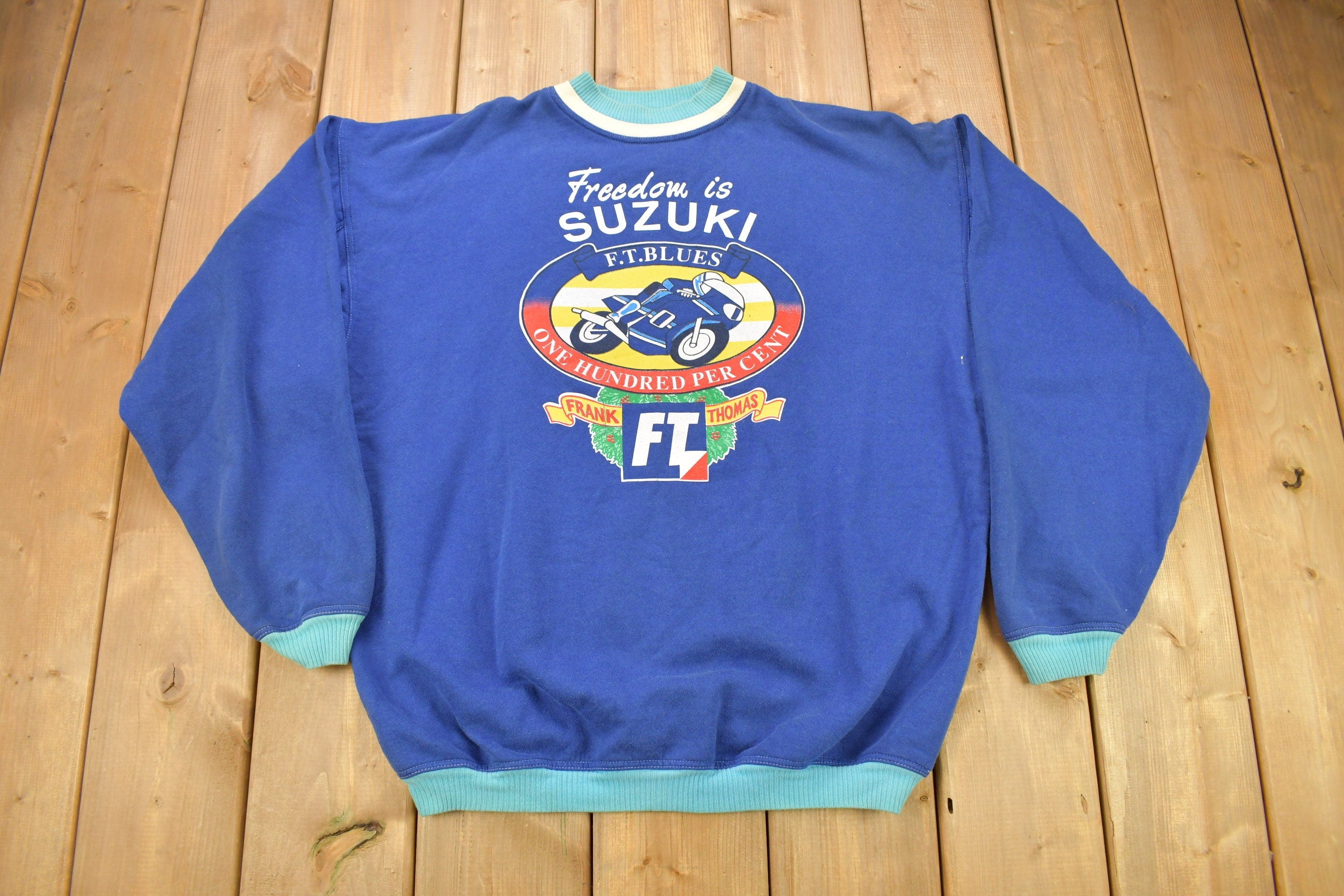 Vintage 1990s Freedom Is Suzuki Graphic Crewneck Sweatshirt