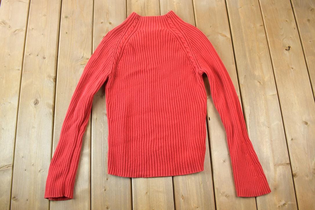 Vintage 1990s Tommy Hilfiger 3D Colored Cable Knit Crewneck Sweater  Vintage 90s Crewneck  Abstract Patterns  Streetwear