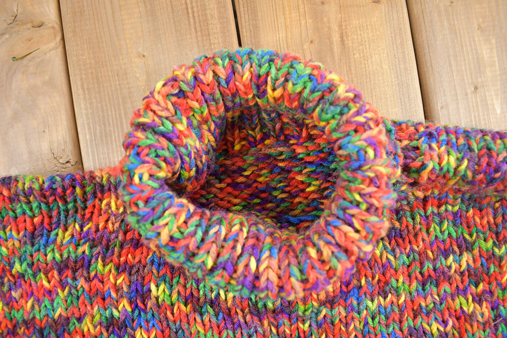 Vintage 1980s Rainbow Chunky Knit Turtleneck Sweater