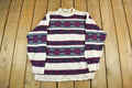 Vintage 1990s Jaguar Knit Floral Theme Crewneck Sweater Men's Large