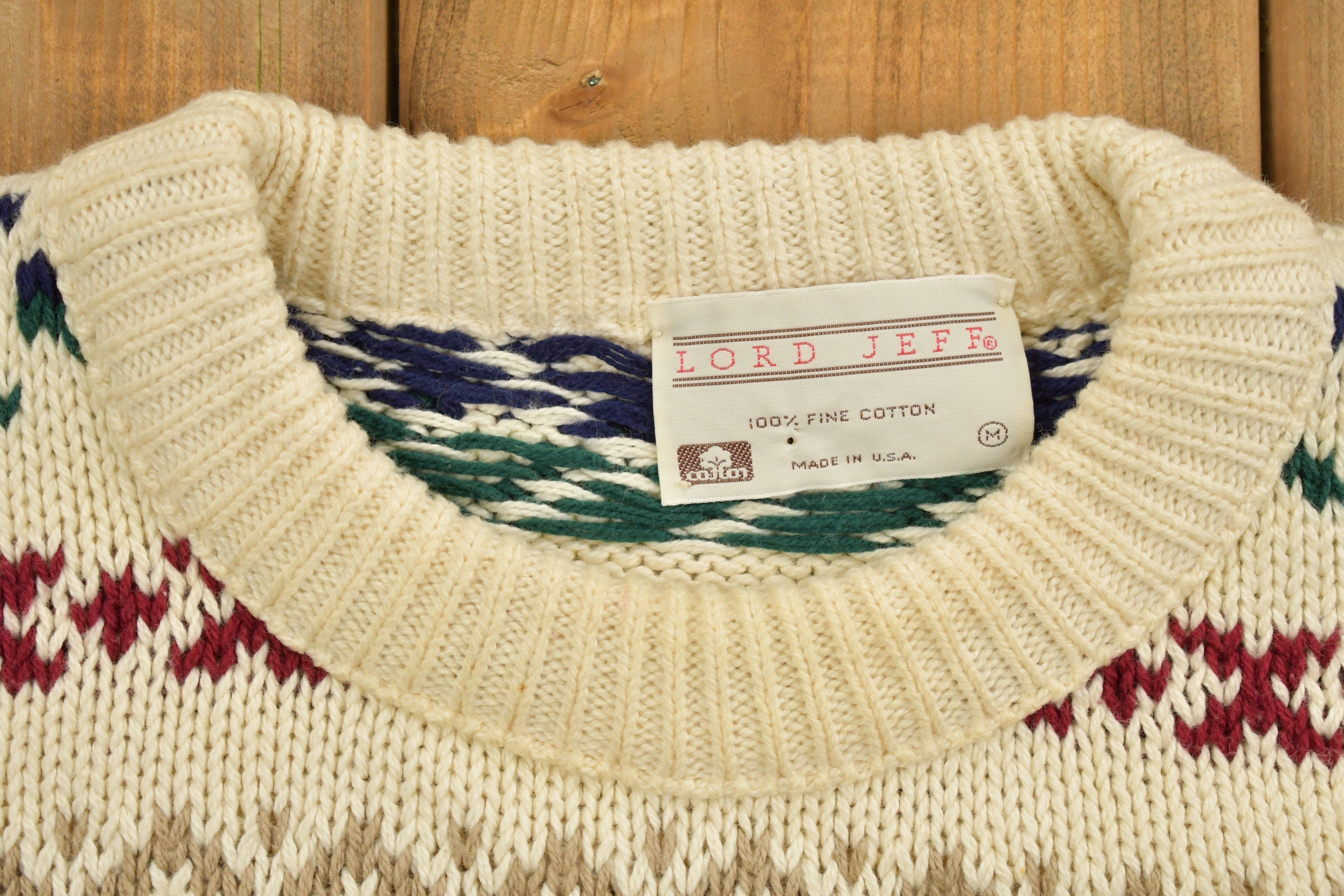 Vintage 1990s Lord Jeff Patterned Crewneck Sweater