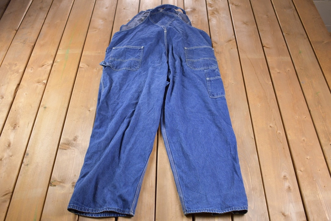 Vintage 1990s Carhartt Blue Denim Overalls Size 50 x 28