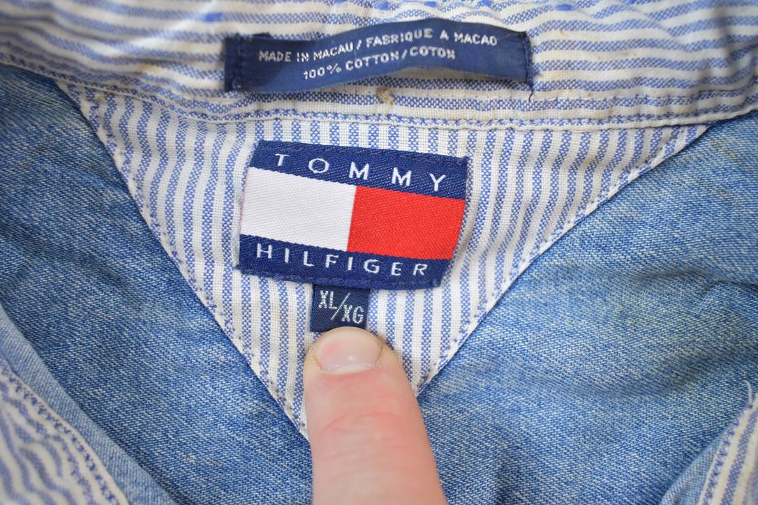 Vintage 1990s Tommy Hilfiger Denim Blank Button Up Shirt