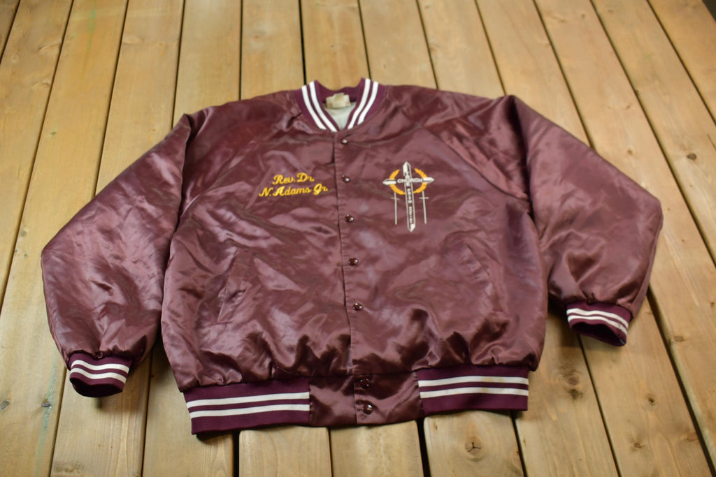 Vintage 1990s Hartwell Religious Satin Bomber Jacket