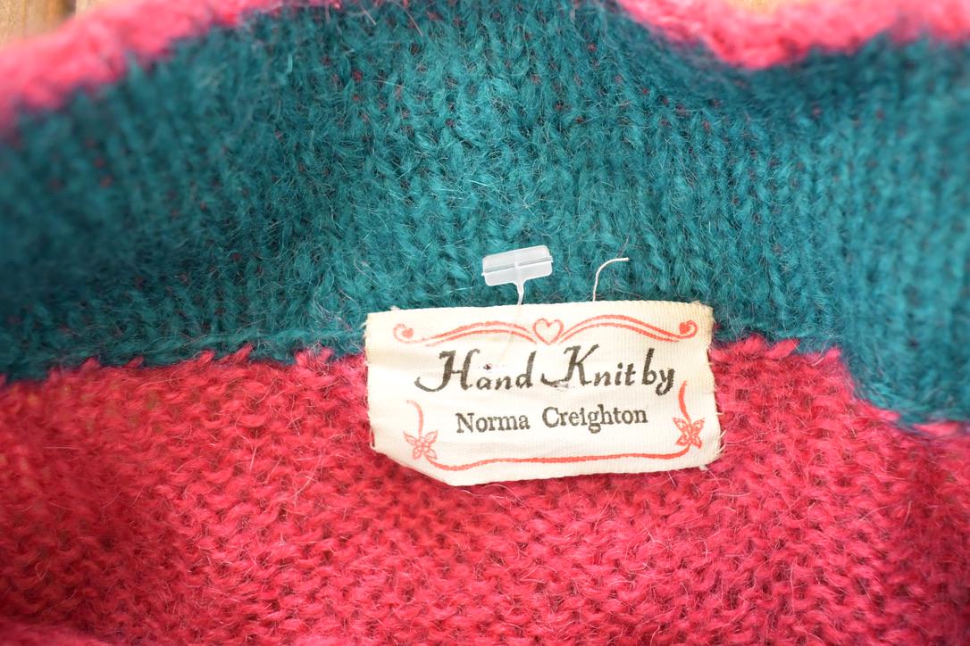 Vintage 1990s Norma Creighton Abstract Hand Knit Cardigan Sweater Women's L