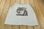 Vintage 1990s Single Stitch Indigenous Wolf Graphic Tank Top