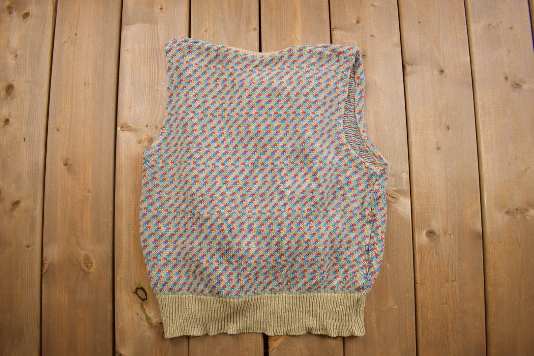 Vintage 1980s Knitted Cardigan Sweater Vest