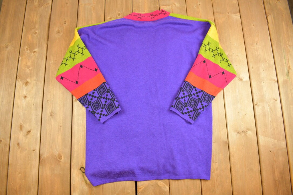 Vintage 1990s Leslie Fay Womens Open Knitted Cardigan Sweater