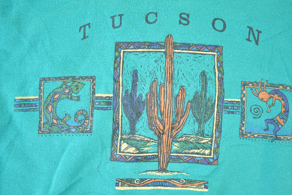 Vintage 1990s Tucson Arizona Souvenir Desert Cactus Crewneck Sweatshirt Made In USA