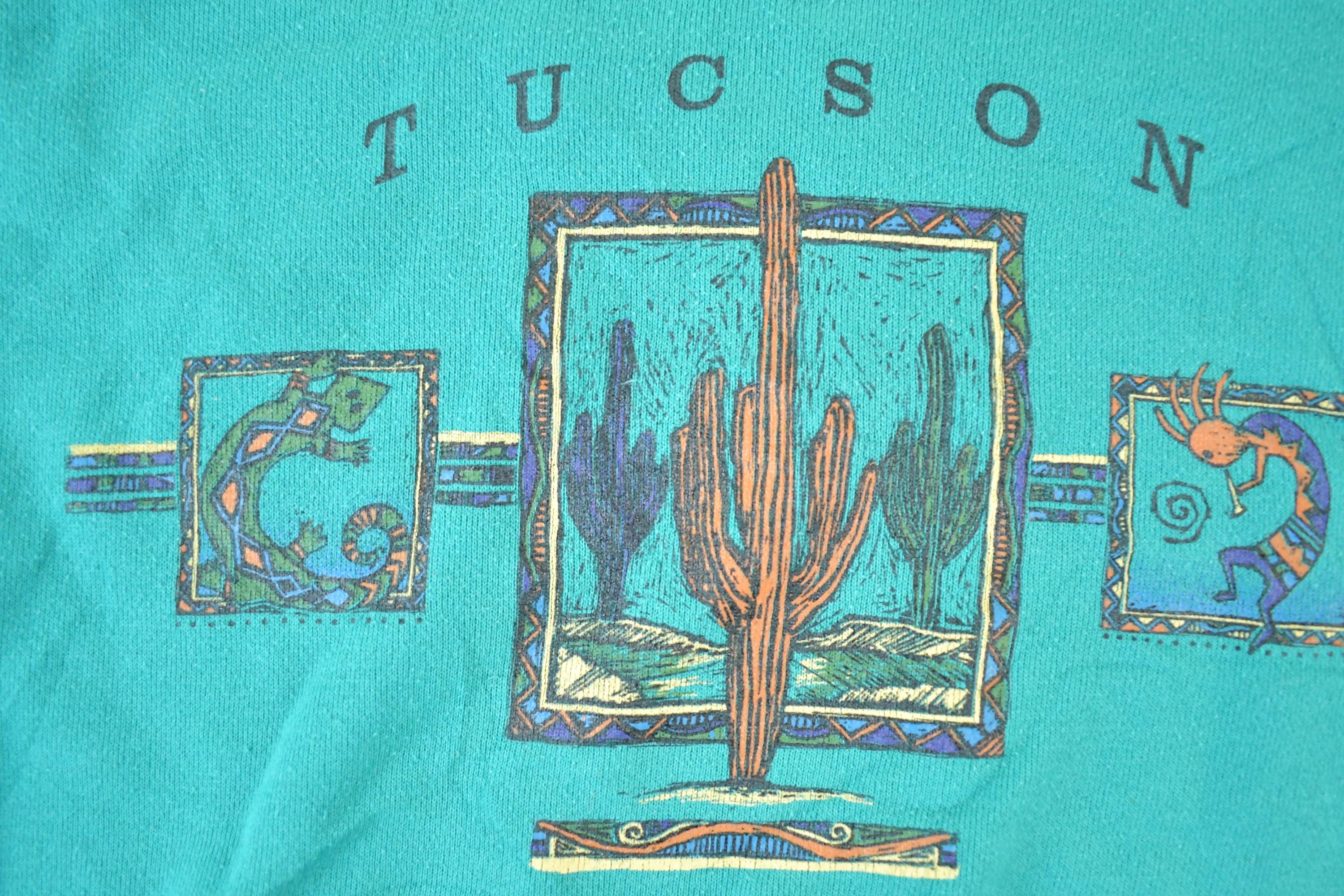 Vintage 1990s Tucson Arizona Souvenir Desert Cactus Crewneck Sweatshirt Made In USA