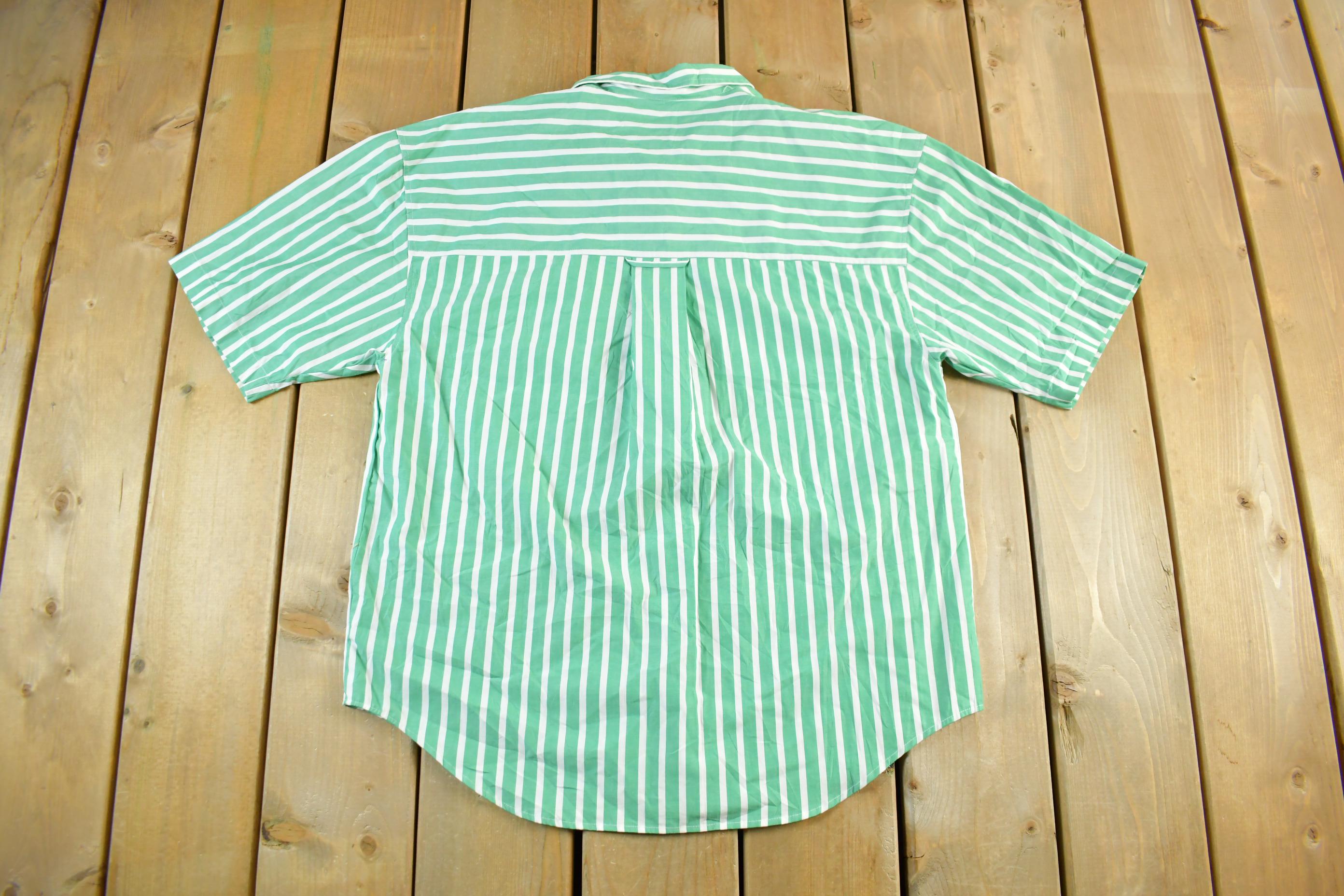 Vintage 90s Eddie Bauer Striped Button-Up Shirt, Men's Large