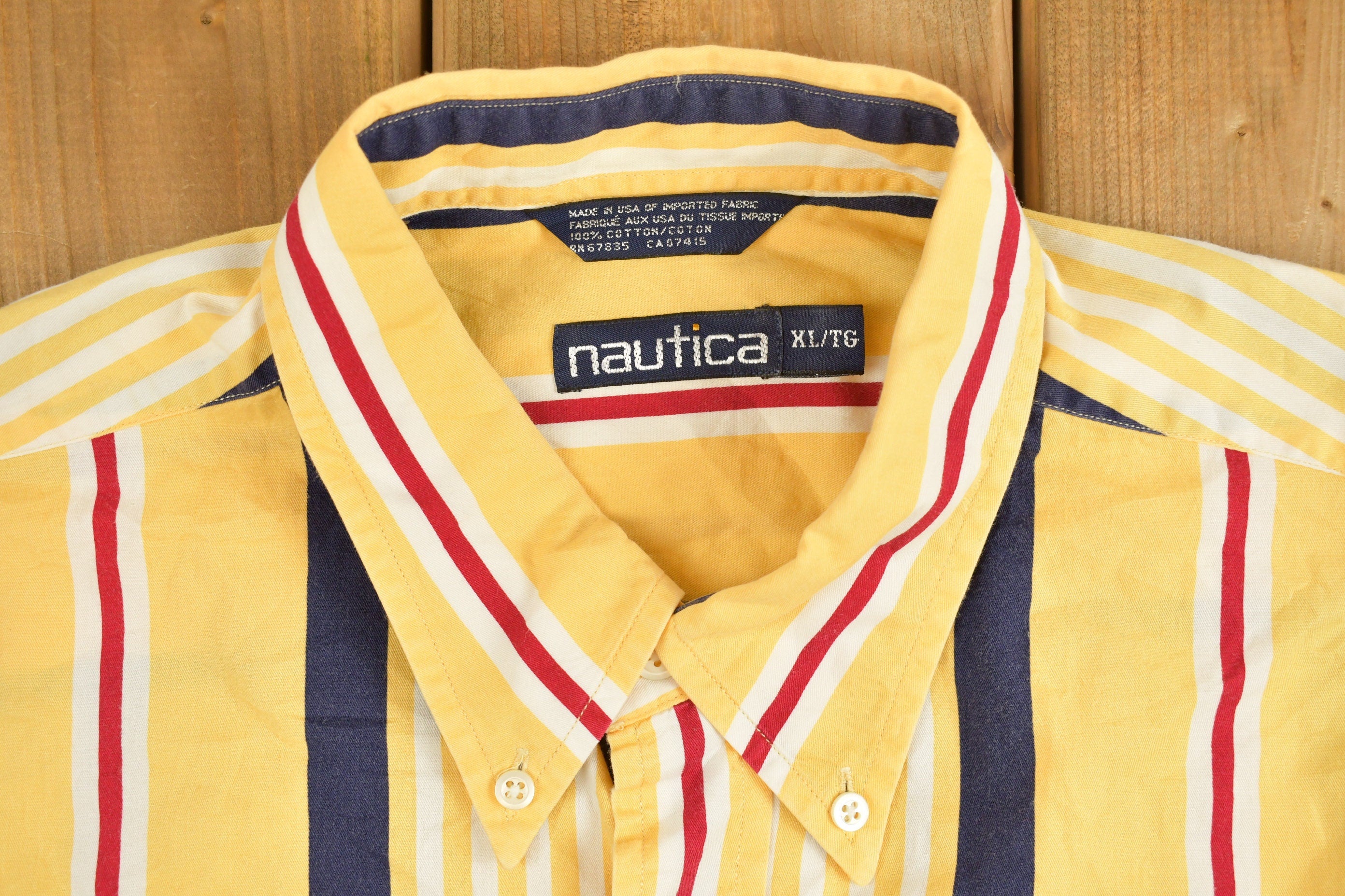 Vintage 1990s Nautica Colorful Striped Button Up Shirt