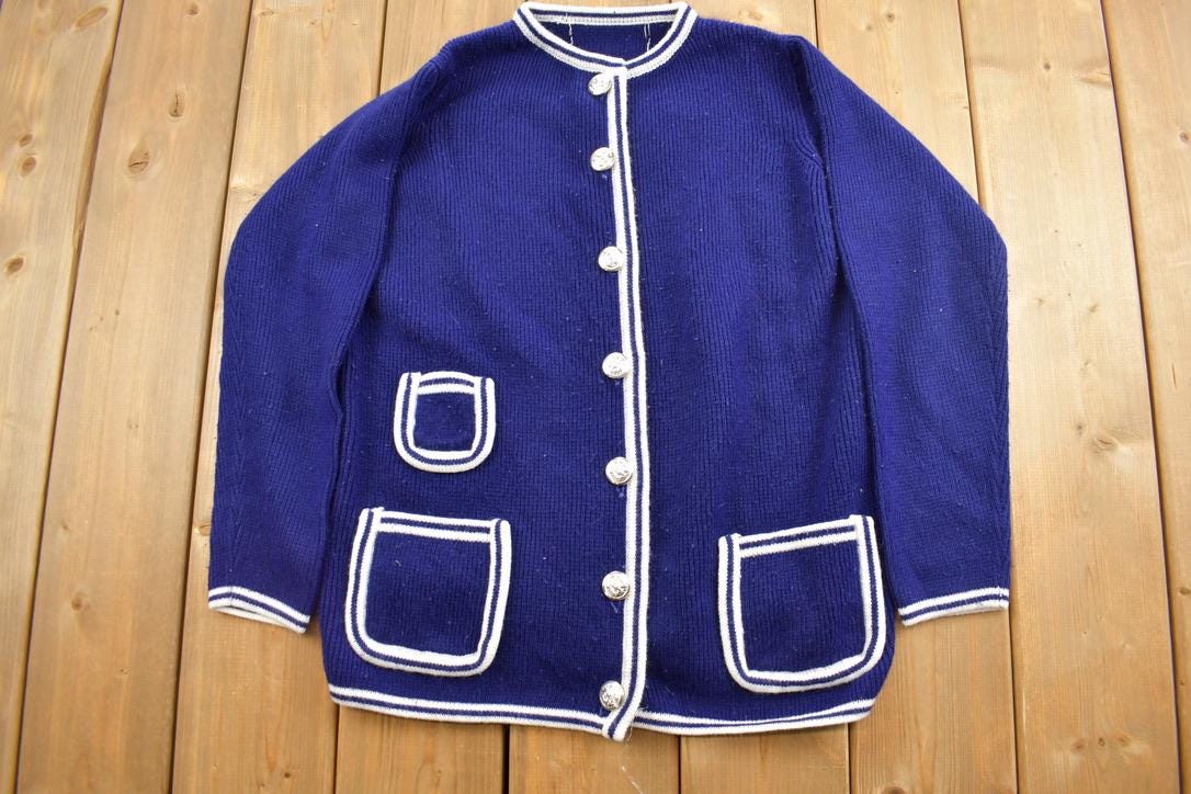 Vintage 1990s Blue Cardigan Sweater