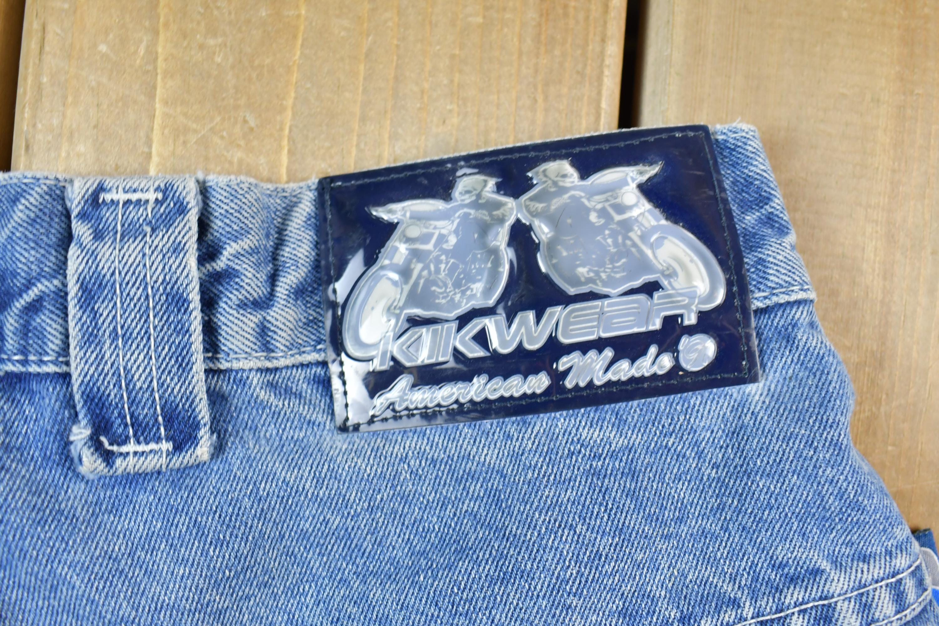 Vintage 1990s Kikwear American Made Wide Leg Denim Jeans Size 30x28