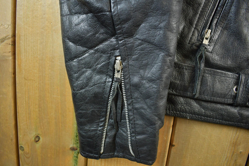 Vintage 1990s First Genuine Leather Biker Jacket Adult 52