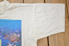 Vintage 1990 Ocean Fishes Theme Bonfire Graphic T-Shirt Single Stitch