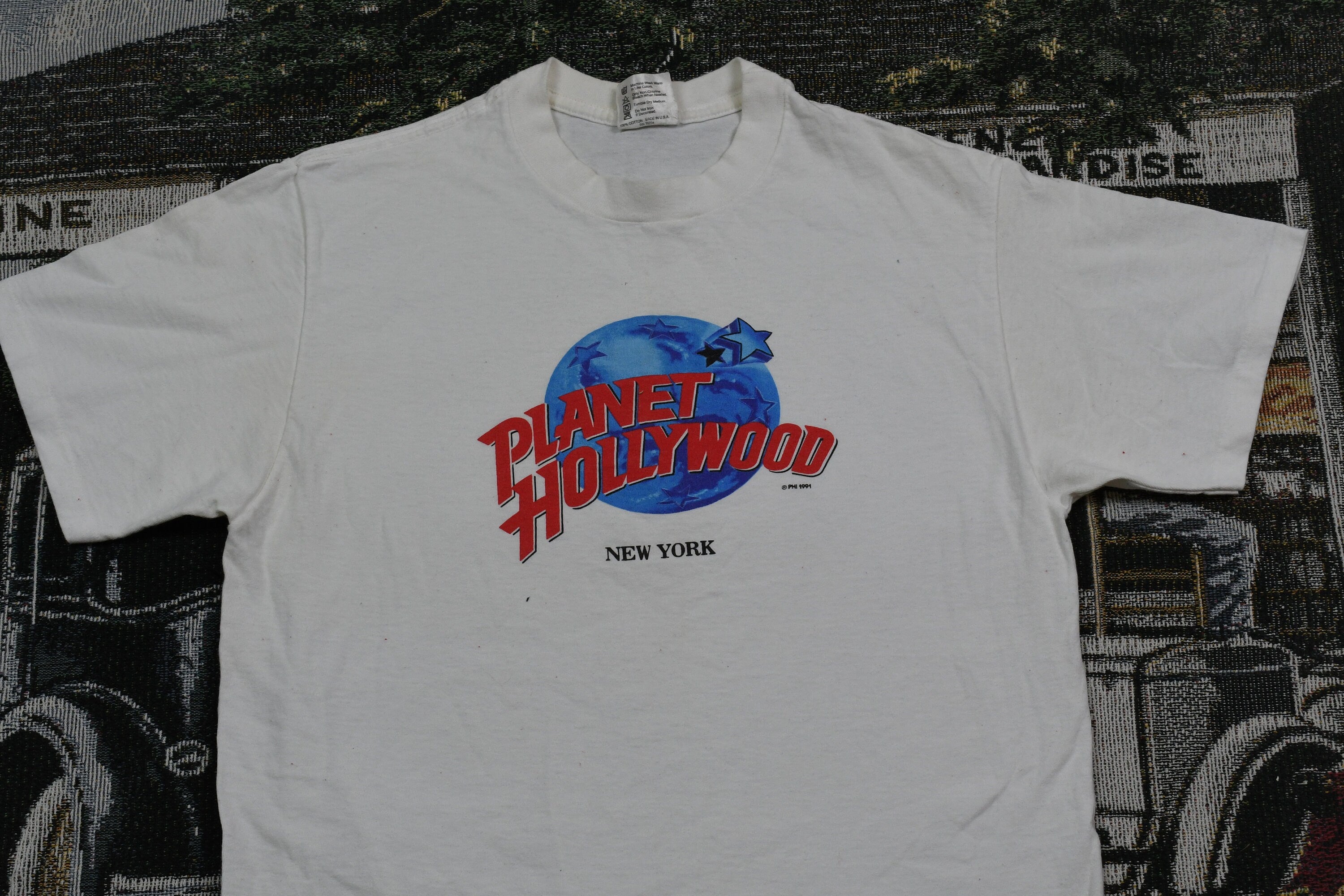 Vintage 1991 Planet Hollywood New York City Graphic Souvenir T Shirt