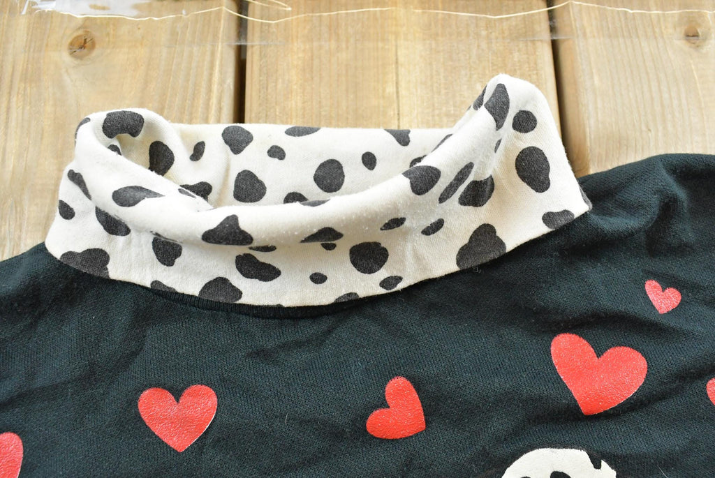 Vintage 1990s Dalmatians Valentines Hearts Turtleneck Sweatshirt Women's S