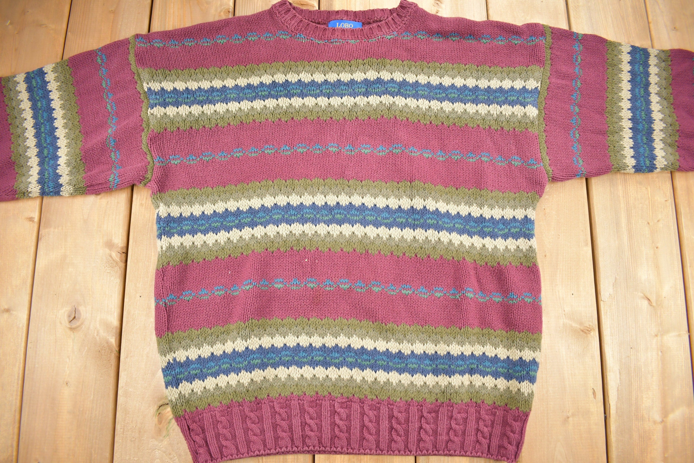 Vintage 1990s Lobo By Pendleton Striped Knit Sweater
