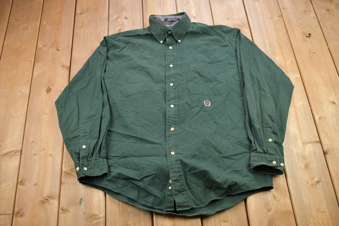 Vintage 1990s Tommy Hilfiger Blank Button Up Shirt  1990s Button Up  Vintage Flannel  Basic Button Up  Vintage Tommy Hilfiger