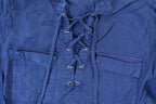 Women Vintage Vigoss Y2K Navy Long Sleeve T-Shirt Vigoss Grunge Skull Print