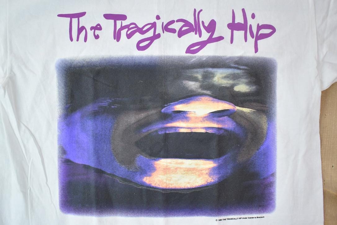 Vintage 1993 Deadstock The Tragically Hip Tour Short Sleeve Band Tee Size XL